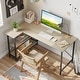 preview thumbnail 10 of 113, Small L Shaped Desk with Storage Shelves Corner Computer Desk 55 Inch - Oak
