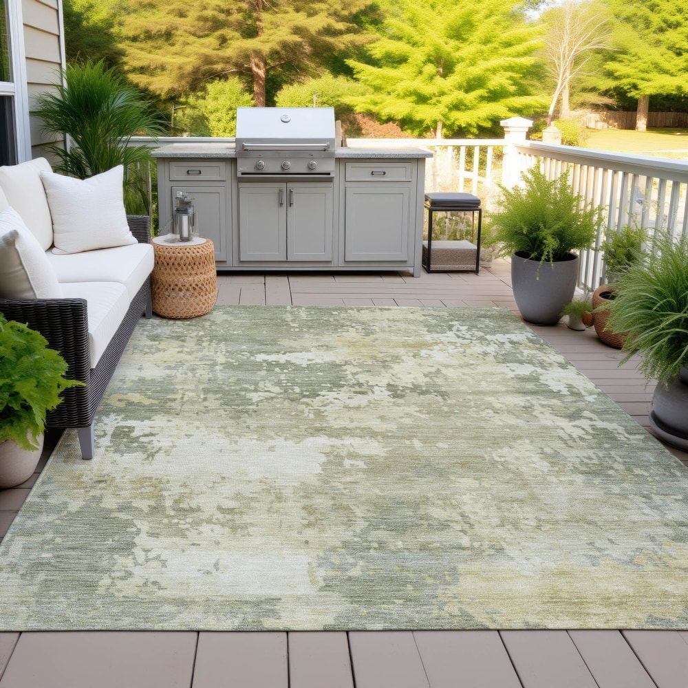 Machine Washable Indoor/Outdoor Contemporary Blend Chantille Rug