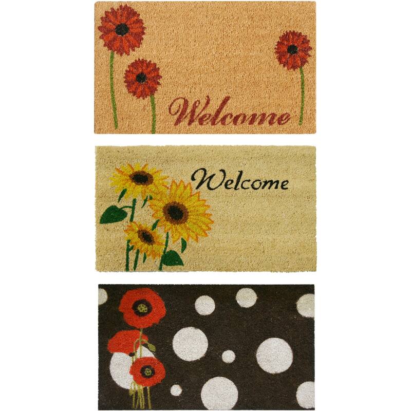 Rubber-Cal Welcome "Floral Door Mat" Kit - 18" x 30" - 3 Doormats