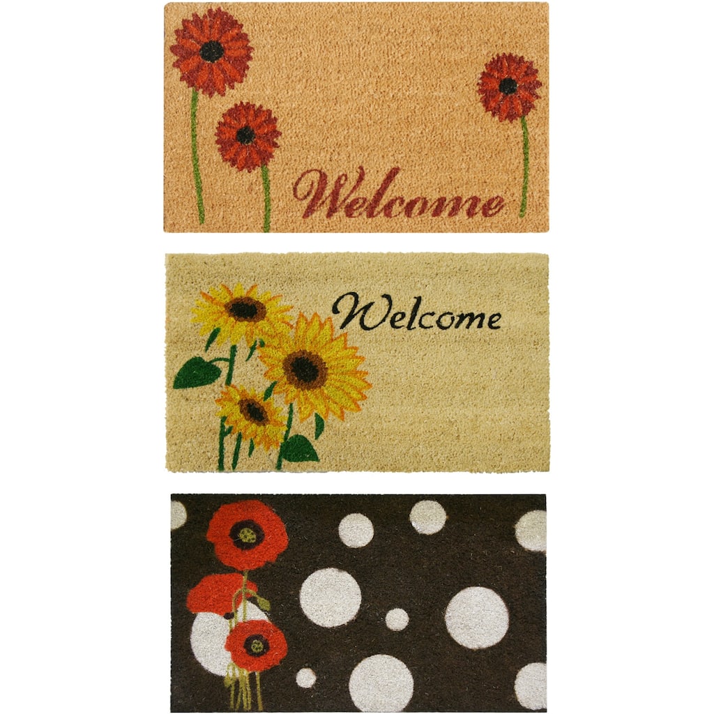 Rubber-Cal Welcome "Floral Door Mat" Kit - 18" x 30" - 3 Doormats