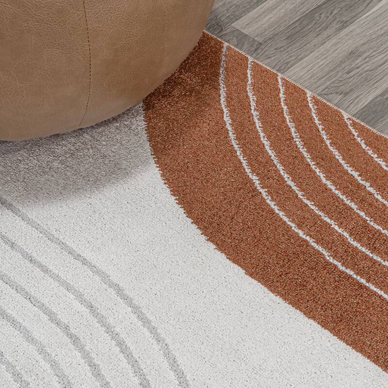 JONATHAN Y Vector Contemporary Minimalist Machine-Washable Multi Area Rug
