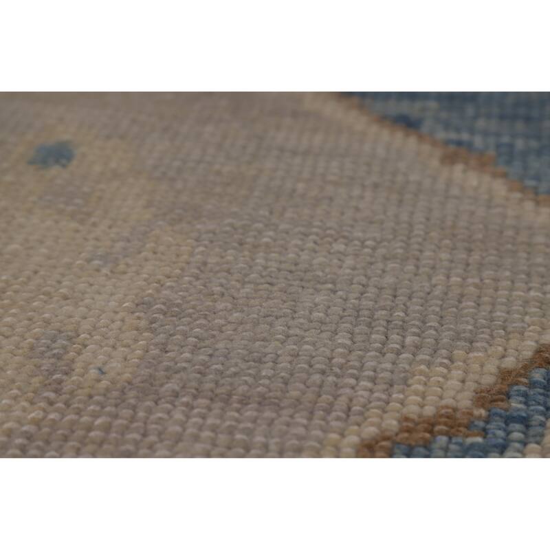 Hand Knotted Oriental 100% Wool Carpet Transitional Geometric Greys & Charcoal Oushak Area Rug - 12' 2'' X 9' 4''