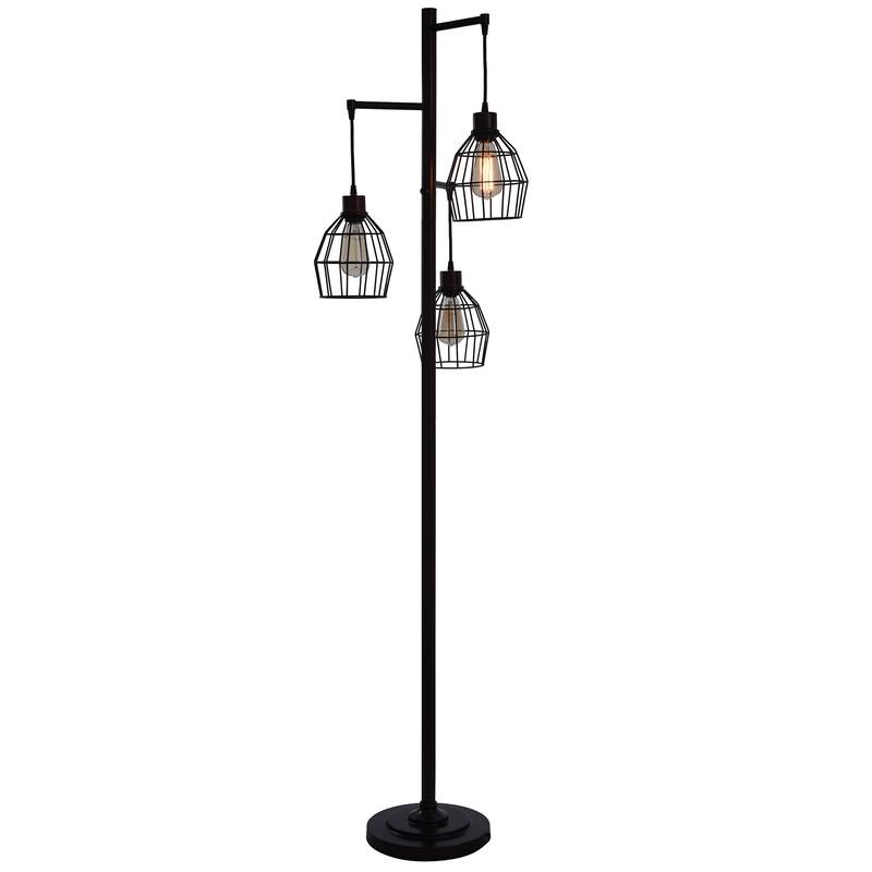Carbon Loft Memnet 3-light Caged Wire Pendant Floor Lamp