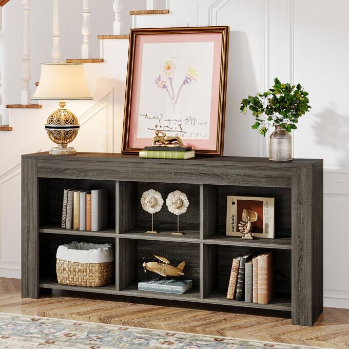 Sofa Console Table Behind Couch, Industrial 6 Storage Cubes