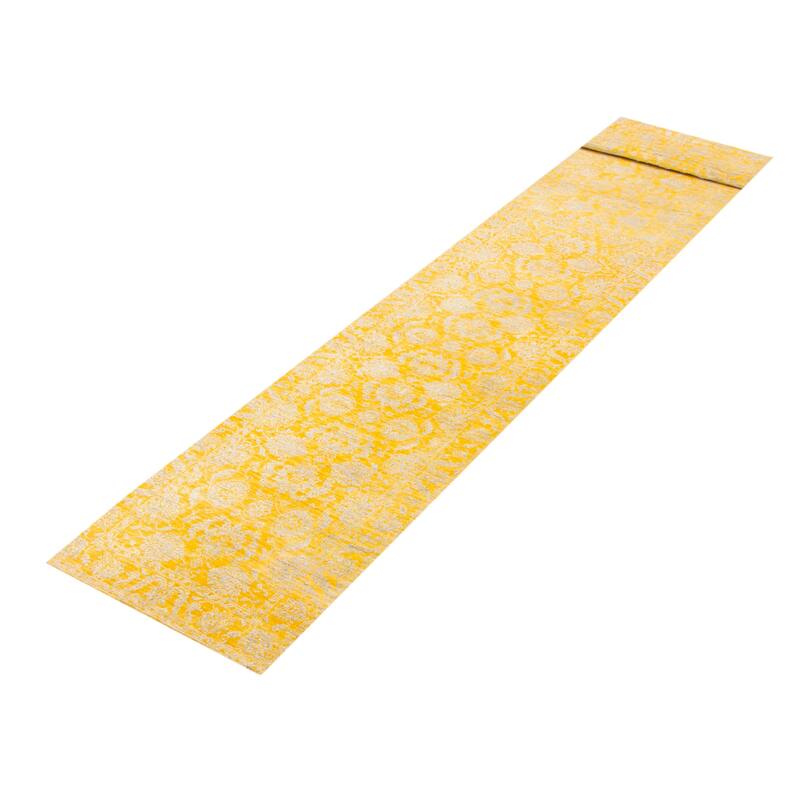 ECARPETGALLERY Hand-knotted Heritage Gold Silk, Wool Rug - 2' 6" x 13' 8"