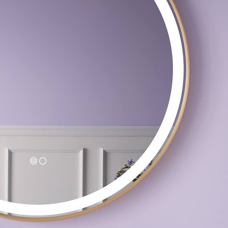 Wall Mounted Bathroom Framed LED Mirror With Anti- Fog,Memory Function And Dimmable Light Touch Sensor