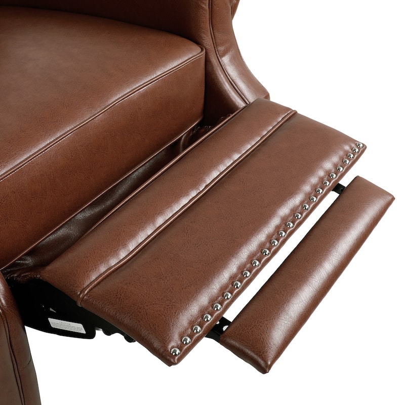 Button‑Tufted Push‑Back Recliner Chair with Nailhead & Rolled Arms