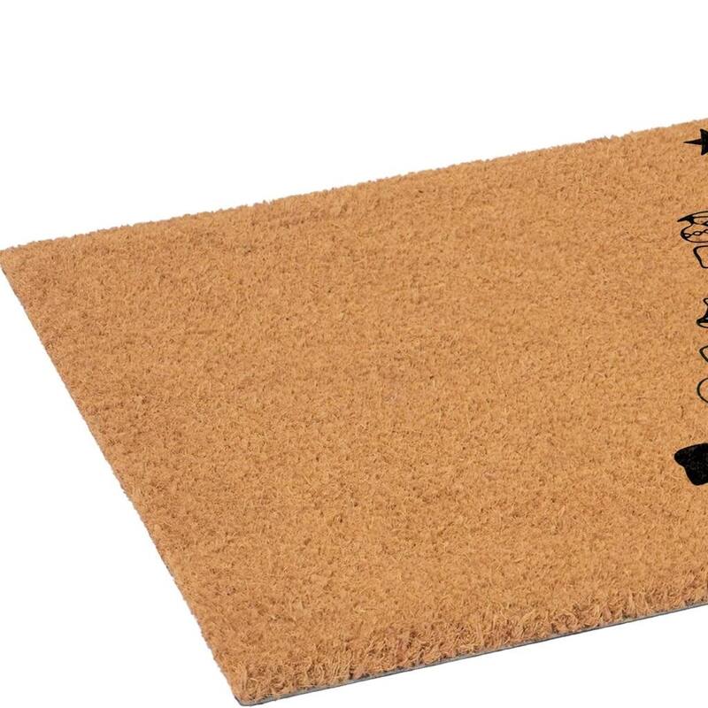 HomeRoots 17" X 29" Brown And Black Christmas Outdoor Coir Door Mat - 17.00' X '29.00