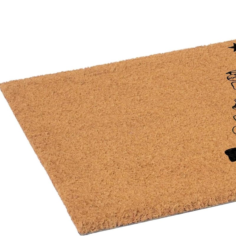 HomeRoots 24" X 36" Brown And Black Christmas Outdoor Coir Door Mat - 24.00' X '36.00