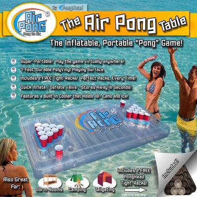 Air Pong Inflatable Beer Pong Table with Built-In Cooler - Gray - 7ft Table