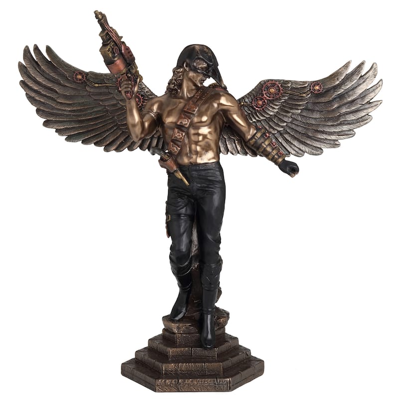 Veronese Design 9.8 H Crow-Masked Winged Steampunk Warrior Cold Cast Bronze