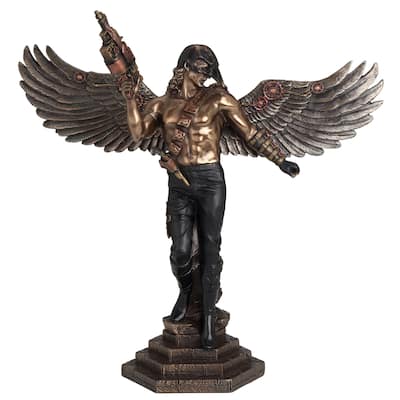 Veronese Design 9.8 H Crow-Masked Winged Steampunk Warrior Cold Cast Bronze