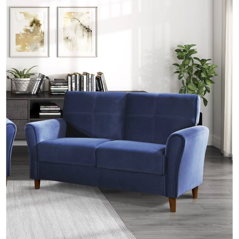 Brown Velvet Upholstery 1Pc Comfort Loveseat Plush Seatbacks Tufted Detail Solid Wood Frame Modern Living Room Furniture
