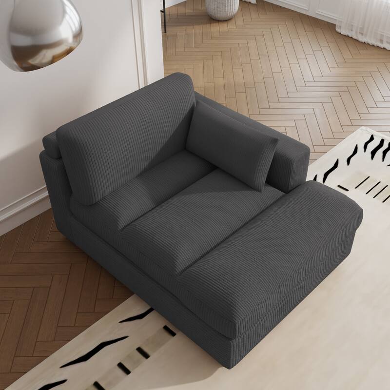 Left and Right Sectional Sofa Set Chaise Lounge Sofa Chair - Grey Right - Right Facing