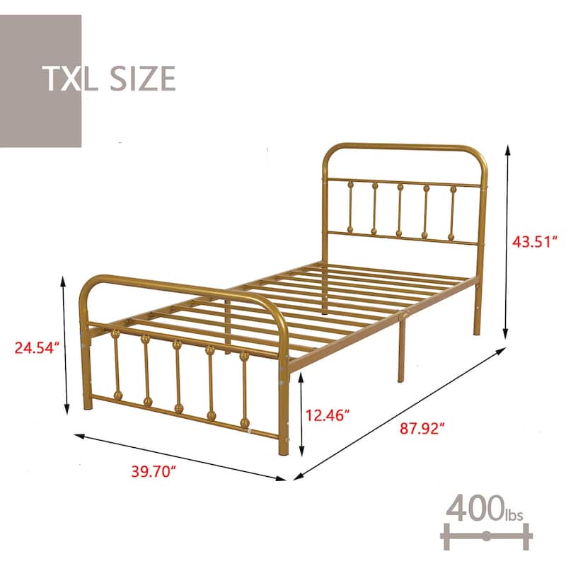 Goutwel Metal Bed Frame Victorian Vintage Style Headboard and Footboard