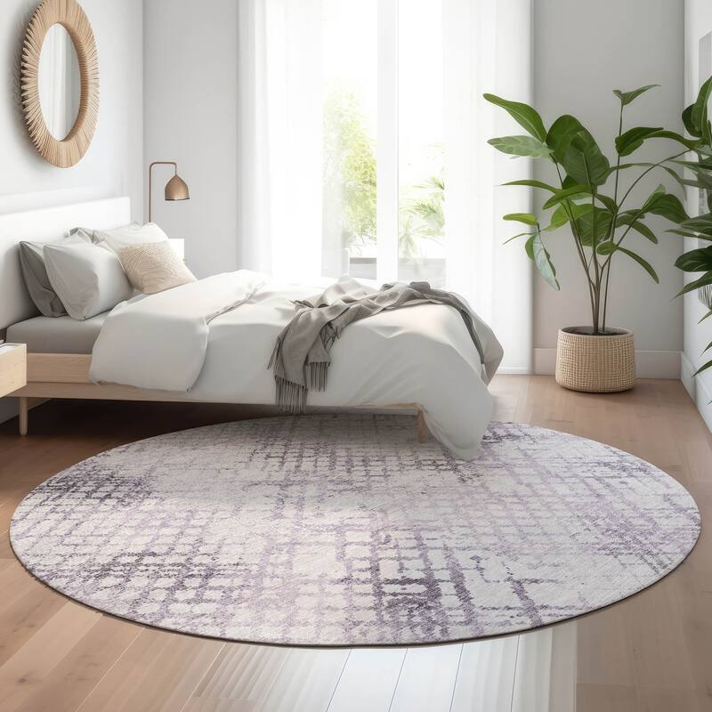 Premium Washable Super Soft Modern Trellis Mayfield Rug - Purple - 8' x 8'