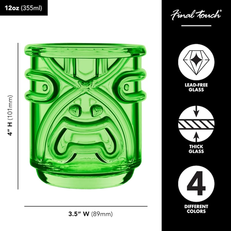 Final Touch Tiki Tumblers Set of 4 Tumblers - 12 Oz