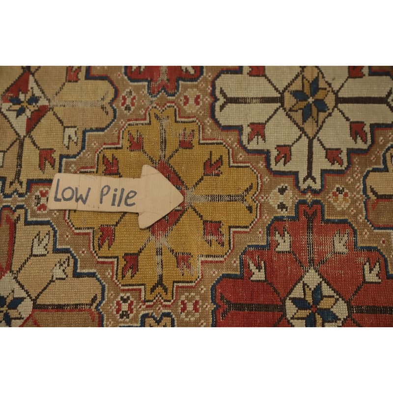 Hand Knotted Oriental 100% Wool Carpet Traditional Geometric Brown Heriz Runner Rug - 8' 6'' X 3' 7''