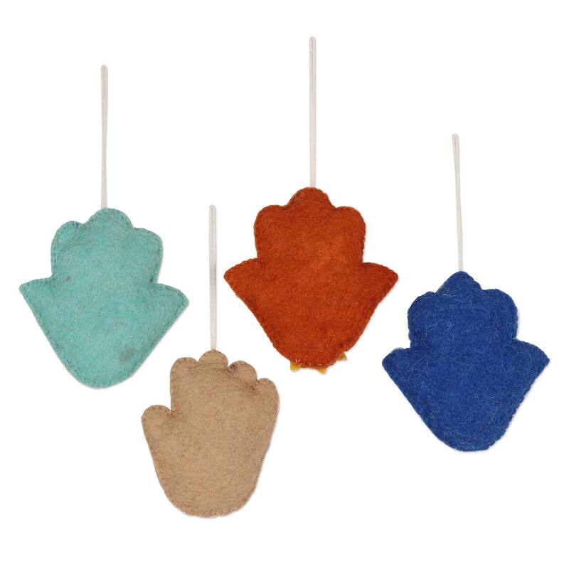 Novica Handmade Hamsa Holiday Wool Holiday Ornaments (Set Of 4)