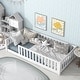 preview thumbnail 36 of 84, Montessori Twin Size Toddler Floor Bed with Fence without Door, Open-row Design Wood Frame Platform Bed with Safety Guardrails White - Twin