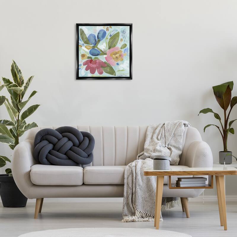 Stupell Bright Boho Flowers Framed Floater Canvas Wall Art Design By June Erica Vess