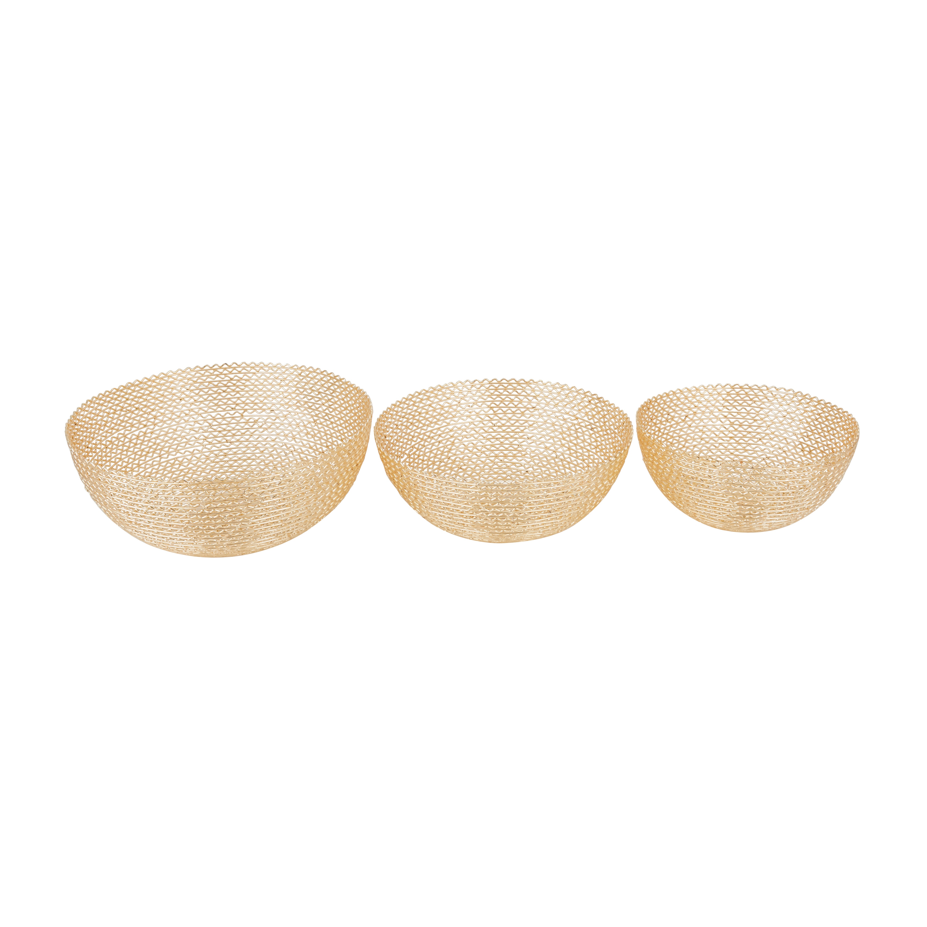 CosmoLiving by Cosmopolitan Gold Metal Decorative Decorative Bowl (Set of 3) - 16 x 16 x 7 Round