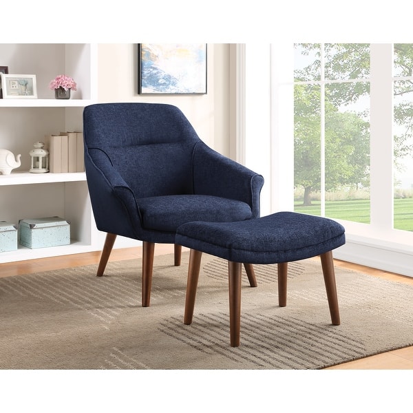 slide 1 of 37, Waneta Chair and Ottoman Midnight Blue Fabric