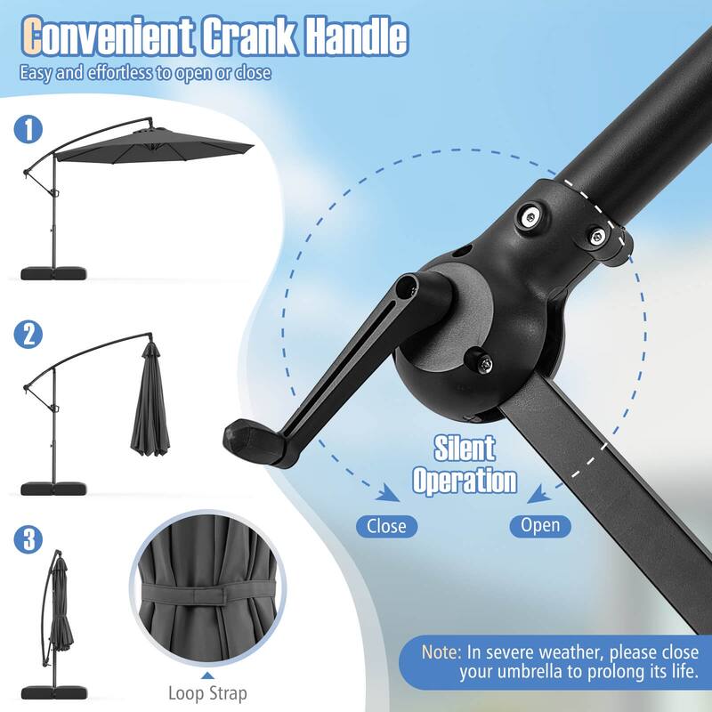 Costway 10 FT Offset Hanging Umbrella with Base Patio Cantilever