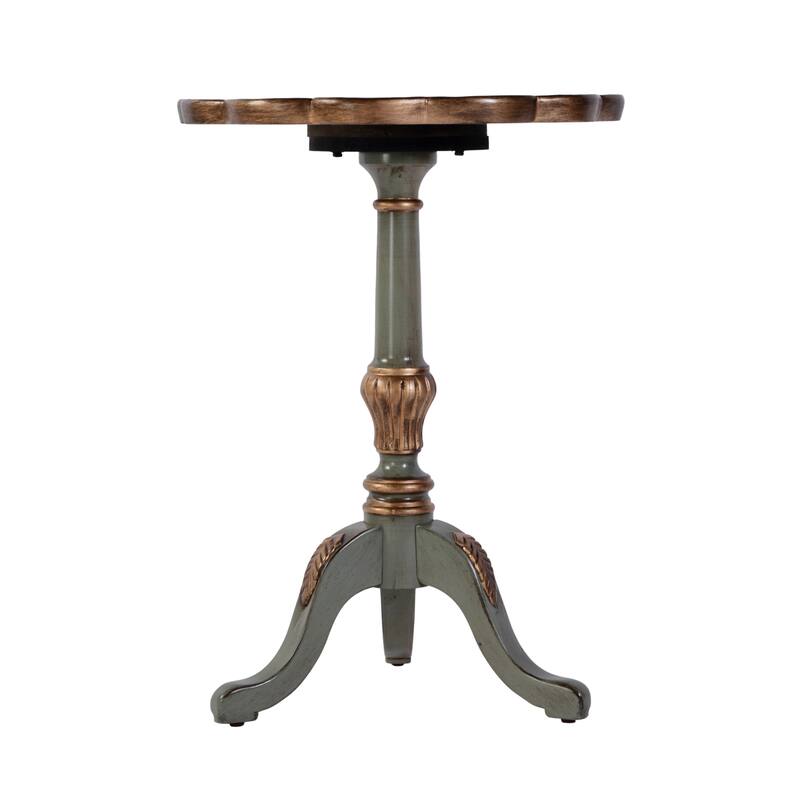 Dansby 20 in. W Round Wood Scalloped Edge Pedestal Side Table