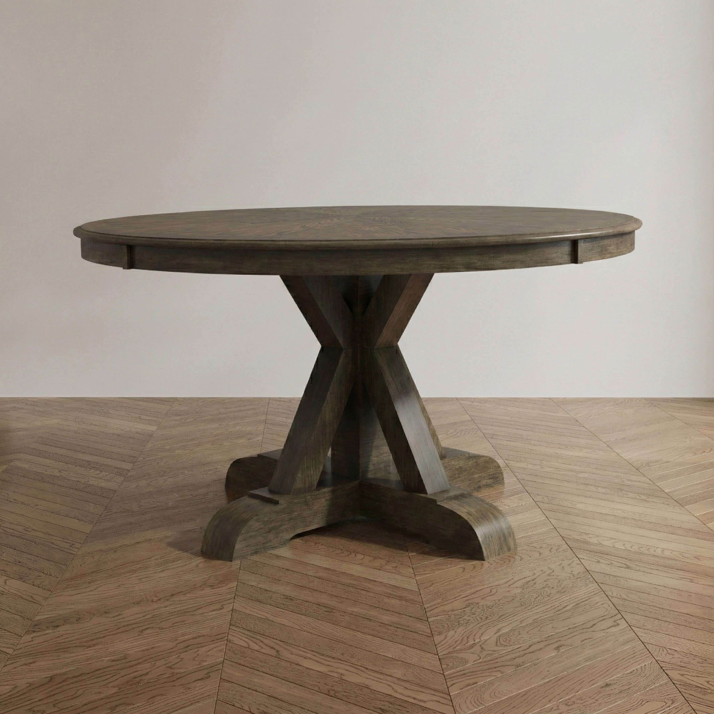 Furniture of America Dice Rustic Oak 54-inch Round Wood Dining Table