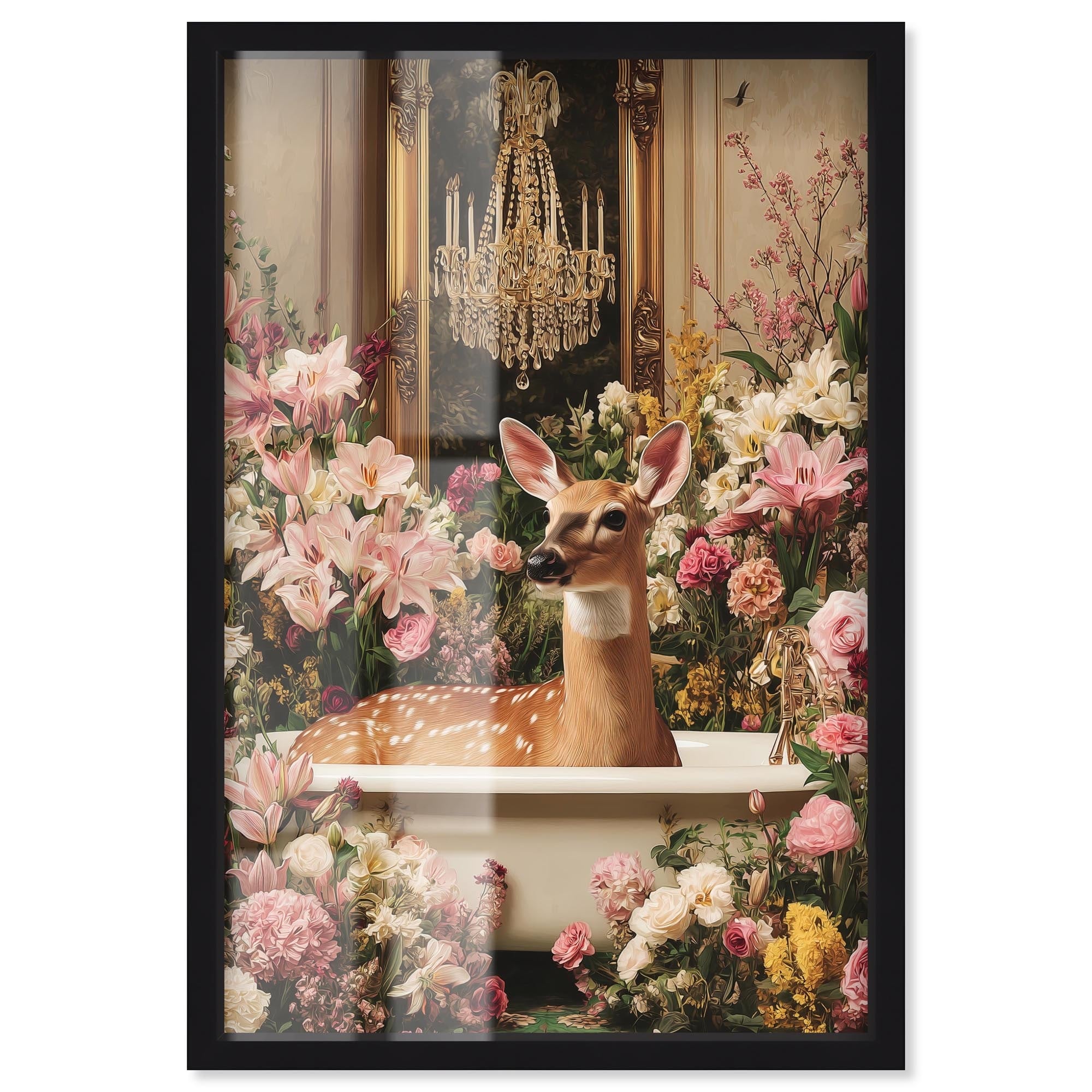 Deer in Spring Bathroom Art Shadowbox Print by Art Remedy