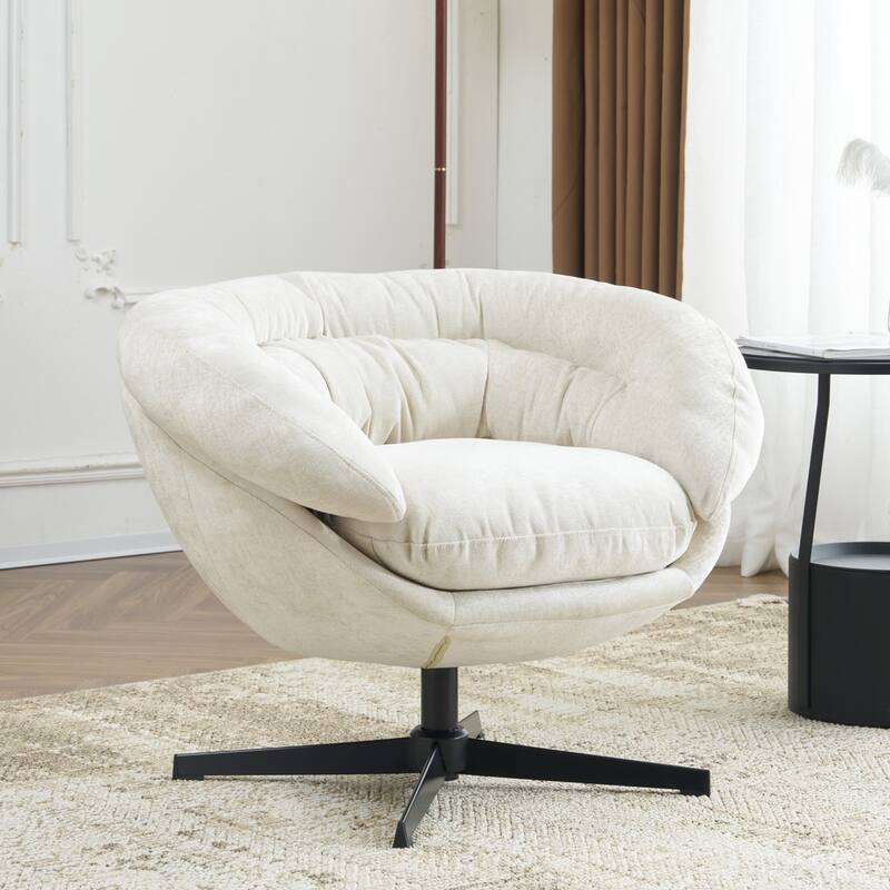 Ergonomic Chenille Office Chair Swivel Chair, Rotating Chair Club Chair Accent Chair with Removable Cushion
