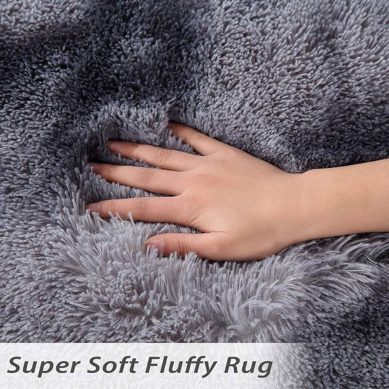 Garvee Shag Fluffy Area Rug Modern Indoor Plush Shaggy Carpet - 9' x 12' - Dark Grey