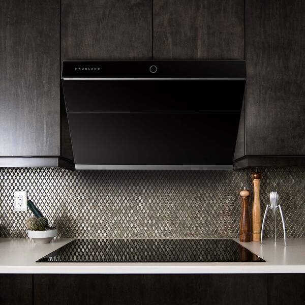 Shop Hauslane Hl300 30 Modern Slanted Under Cabinet Or Wall Mount Range Hood Onxy Black Style 3 Speeds Led 30 Overstock 31249439