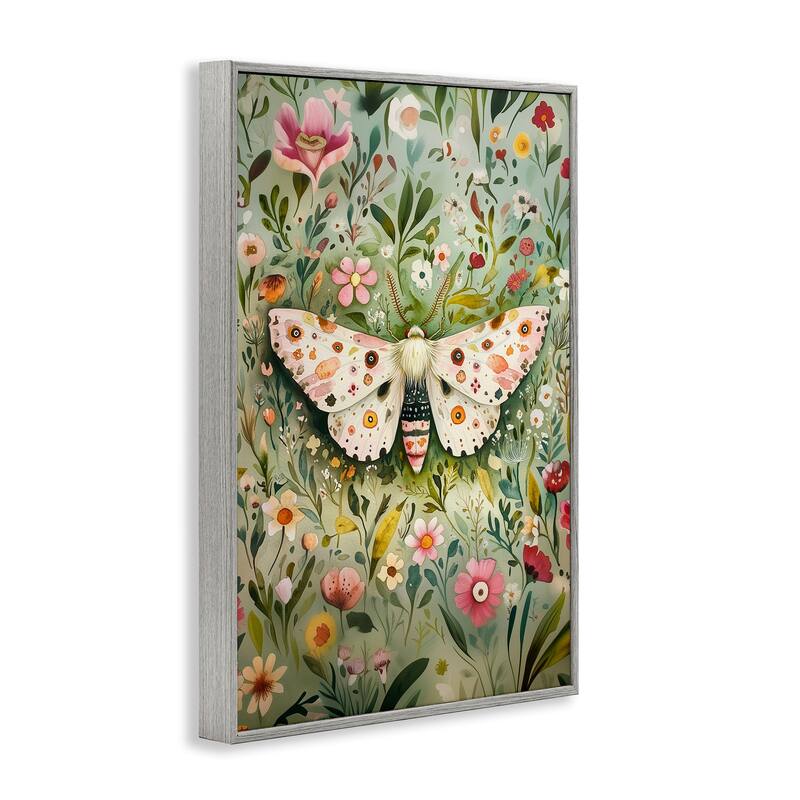 Stupell Floral Moth & Botanicals Framed Giclee Art Design By The Dutch Lady