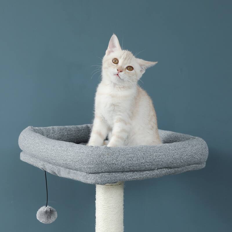 Modern Wood Cat Tree Multi Floor Play Tower with Scratching Post