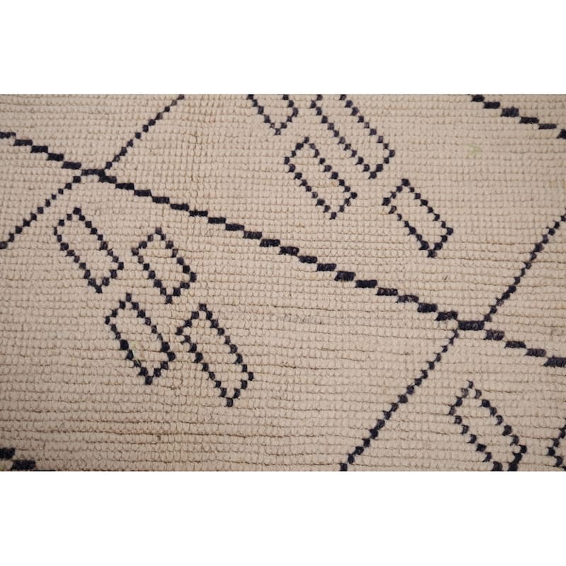 Trellis Moroccan Oriental Area Rug Handmade Geometric Wool Carpet - 9'0"x 12'5"