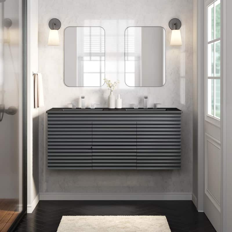 Render 48" Wall-Mount Bathroom Vanity - Gray Black