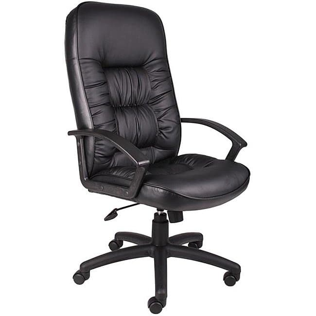 Boss High Back LeatherPlus Bonded Leather Task Chair - Black