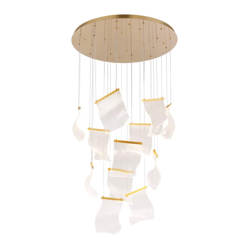 Rinkle Led Acrylic Leaf Multi Pendant Lamp Stairway Chandelier 12 Lights