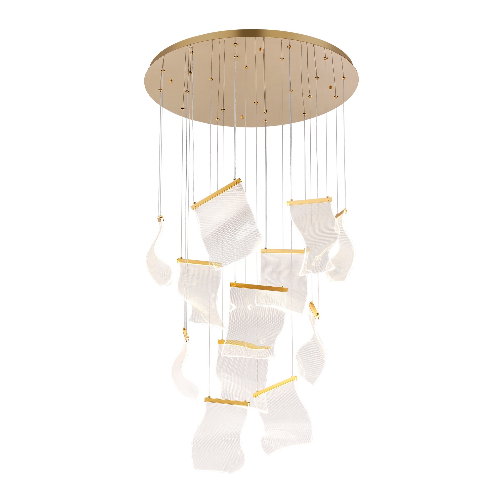 Rinkle Led Acrylic Leaf Multi Pendant Lamp Stairway