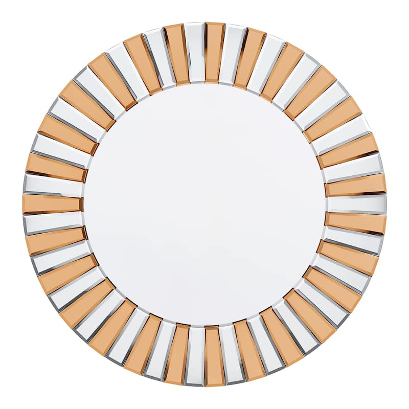 Round Goldtone Sunburst Wall Accent Mirror
