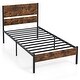 preview thumbnail 3 of 7, Twin Bed Frame with Rustic Wooden Headboard and Noise-Free Design