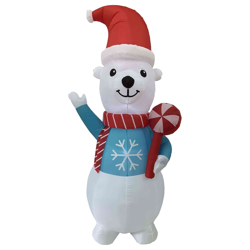 LED Lighted Inflatable Polar Bear Outdoor Christmas Decoration - 8.25' - White