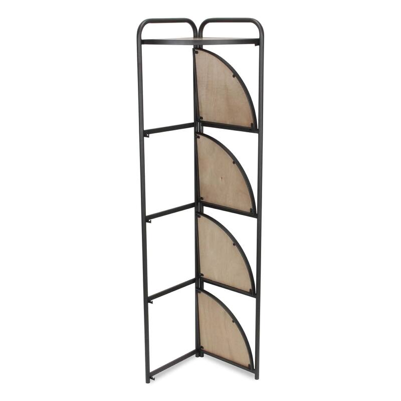 Handmade Five Tier Foldable Corner Shelf - 61.75" - Brown and Gray