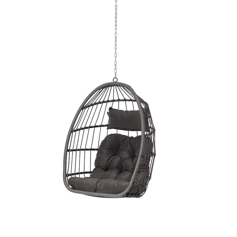 GDFStudio - Penelope Outdoor Rattan Egg Swing Chair for Relaxed and Stylish Garden Lounging