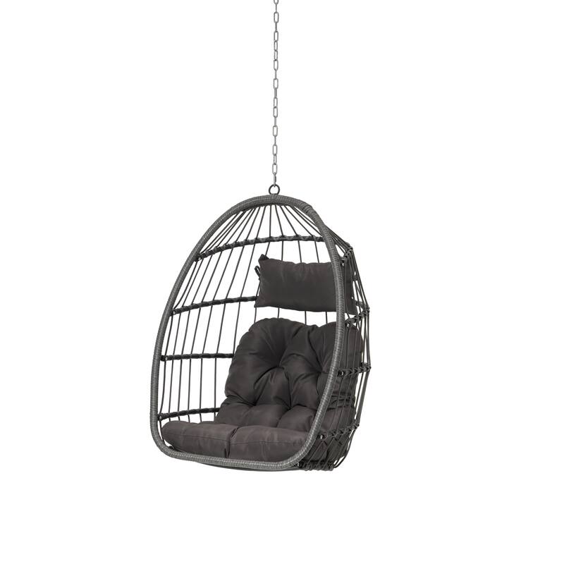 PE Rattan Egg Hanging Chair with Cushion