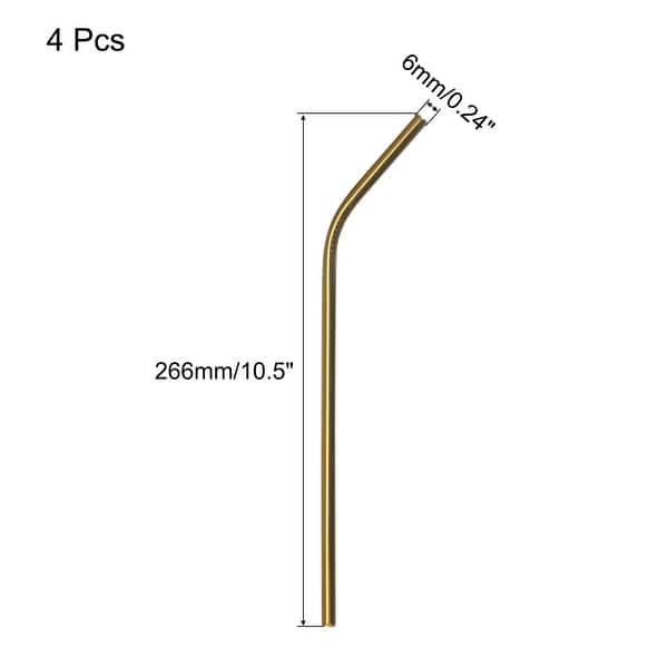 dimension image slide 8 of 10, Reusable Metal Straws 4Pcs, Stainless Steel Bent Drinking Straw 10.5"