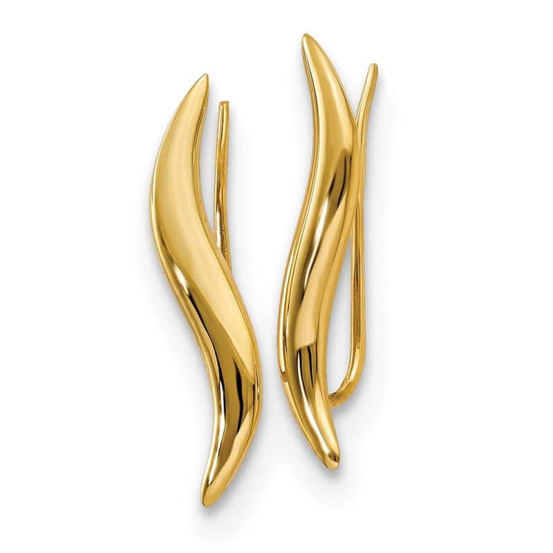 Curata 14k Yellow Gold Polished Wave Ear Climber Earrings (3mm x 23mm)