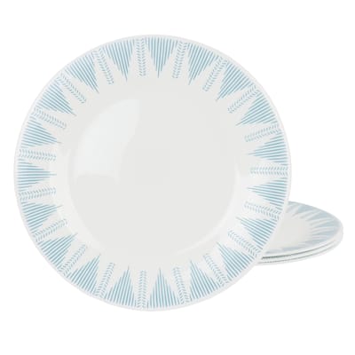 4 Piece 10 Inch Round Tempered Opal Glass Dinner Plate Set